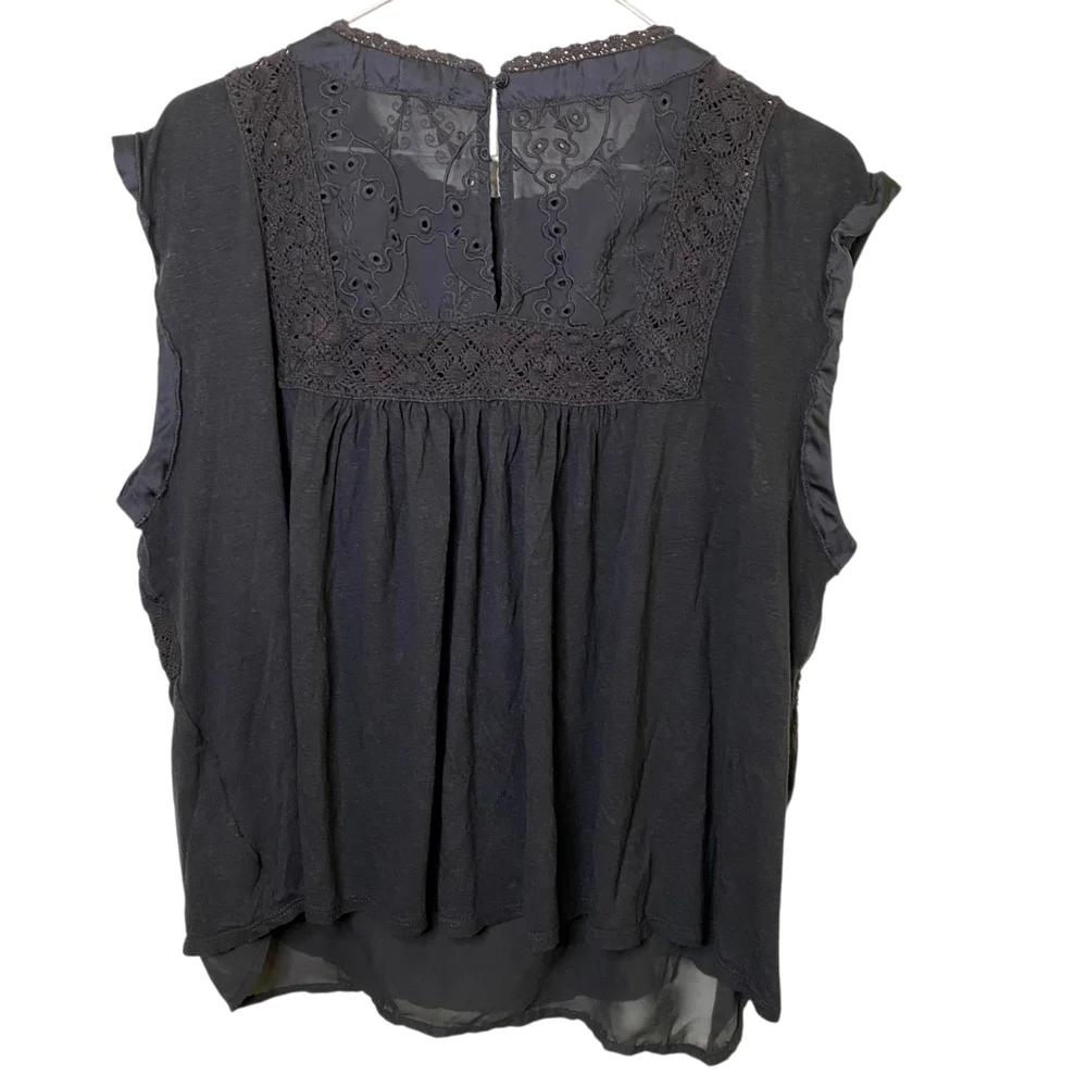 Tiny X Anthropologie Women's Embroidered Eyelet Lace Trim Sleeveless top Size L - Picture 5 of 13